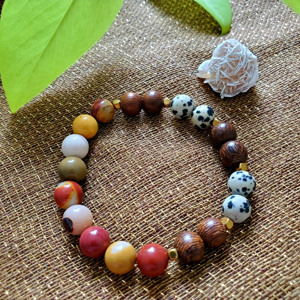 Mookaite & Dalmatian Jasper Diffuser Bracelet